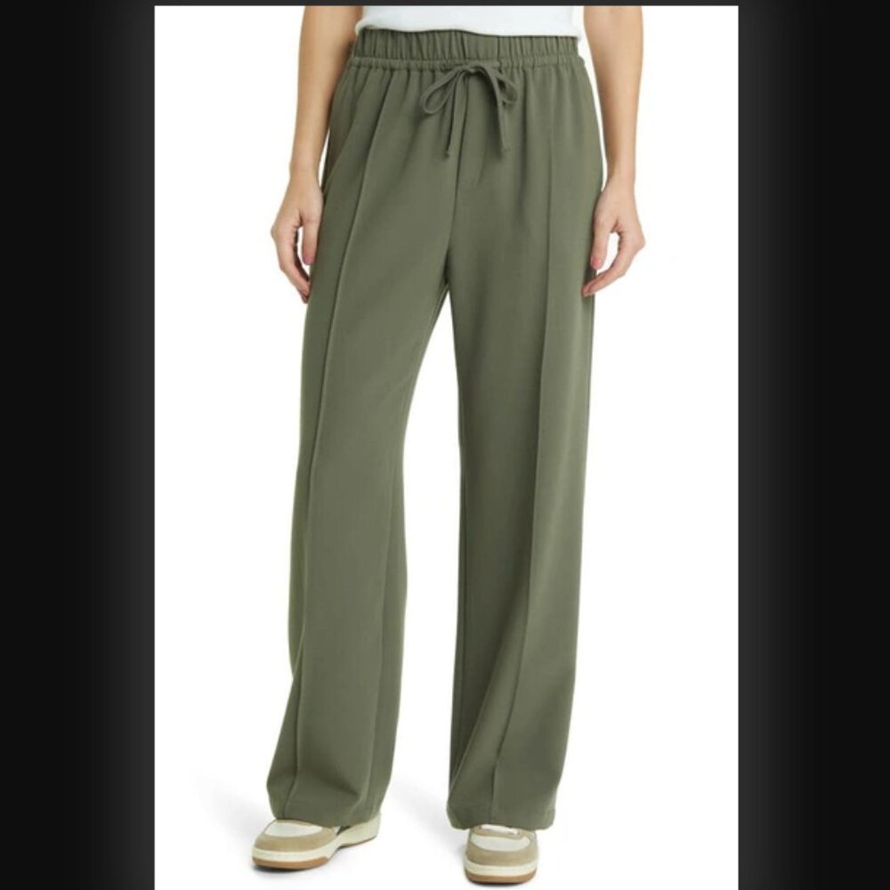 Treasure & Bond Olive Wide Leg Drawstring High-Waisted Pants Olive Green XS